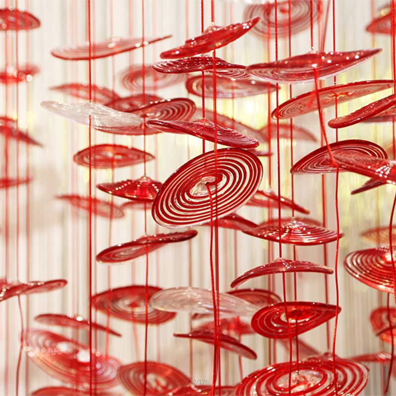 Modern colored glass chandelier design red staircase chandelier for villa apartment