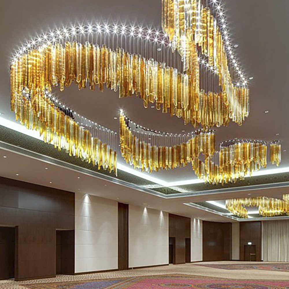 Colorful Chandelier Ceiling Luxury Pendant Lamp Modern Long Villa Hotel