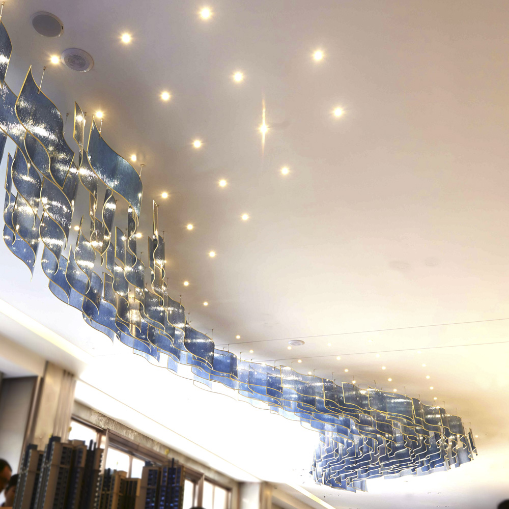 Blue Glass Luxury Chandelier Pendant Lamp Decorative Led for Wedding Dining Room