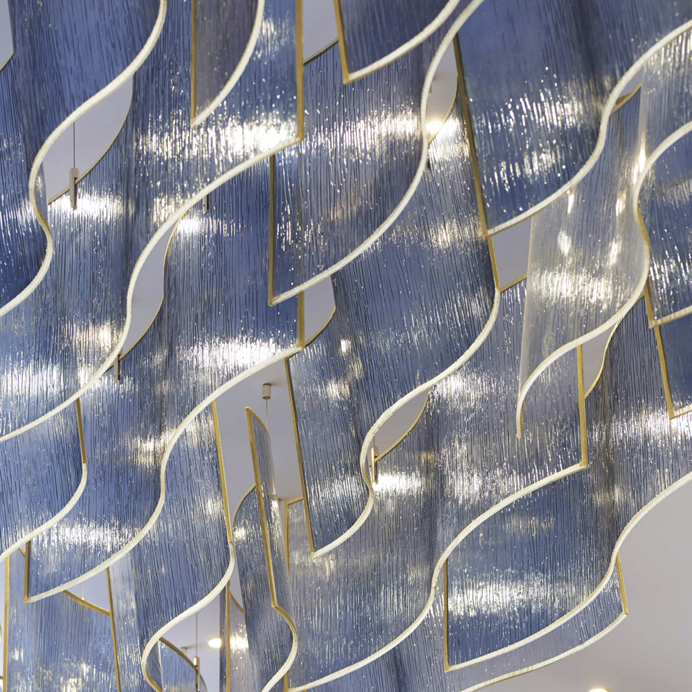 Blue Glass Luxury Chandelier Pendant Lamp Decorative Led for Wedding Dining Room