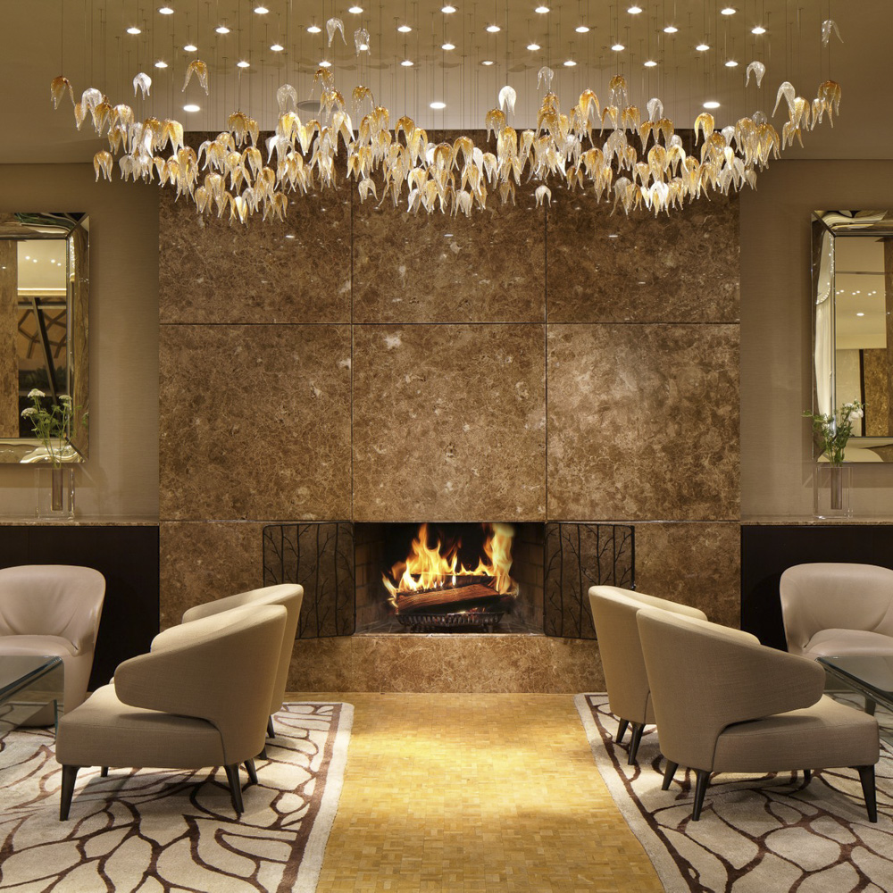 Amber Glass Gradient Modern Chandelier Murano Glass Luxury Hanging Pendant for Hotel