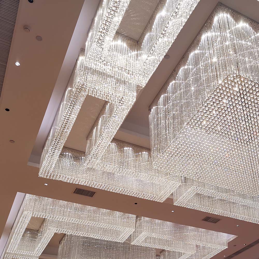 Gaint Modern Style Decoration Metal Hotel Contemporary Crystal Glass Chandelier Ceiling Light