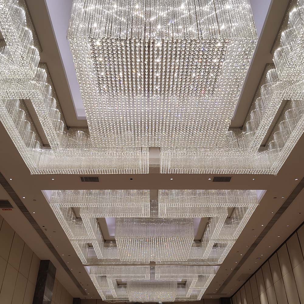 Gaint Modern Style Decoration Metal Hotel Contemporary Crystal Glass Chandelier Ceiling Light