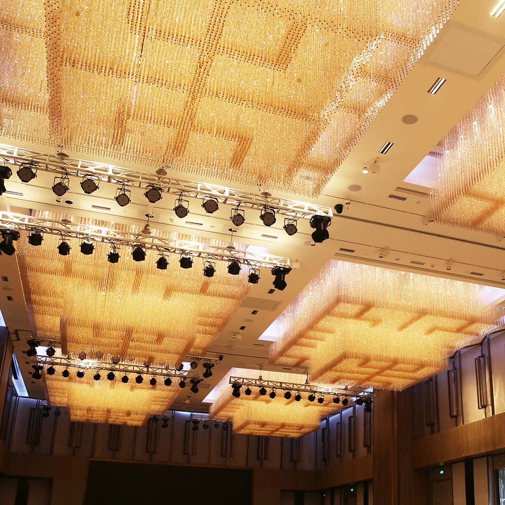 Large Stainless Steel Glass Crystal chandelier for Five Star Hotel Banquet Hall