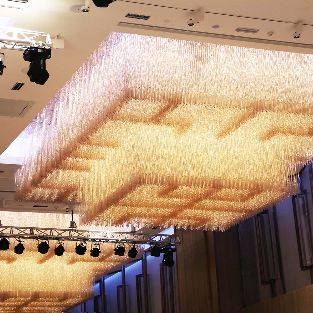 Large Stainless Steel Glass Crystal chandelier for Five Star Hotel Banquet Hall