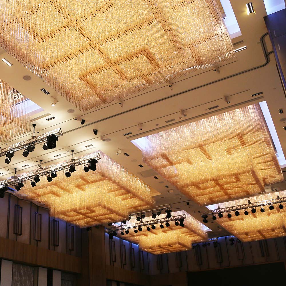 Large Stainless Steel Glass Crystal chandelier for Five Star Hotel Banquet Hall
