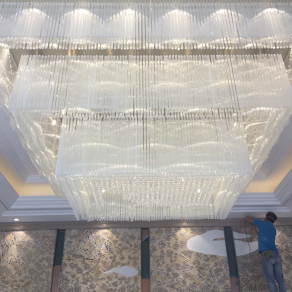 Rectangular Crystal Glass Chandelier Lamp Style Square Top ceiling Lights for Hotel