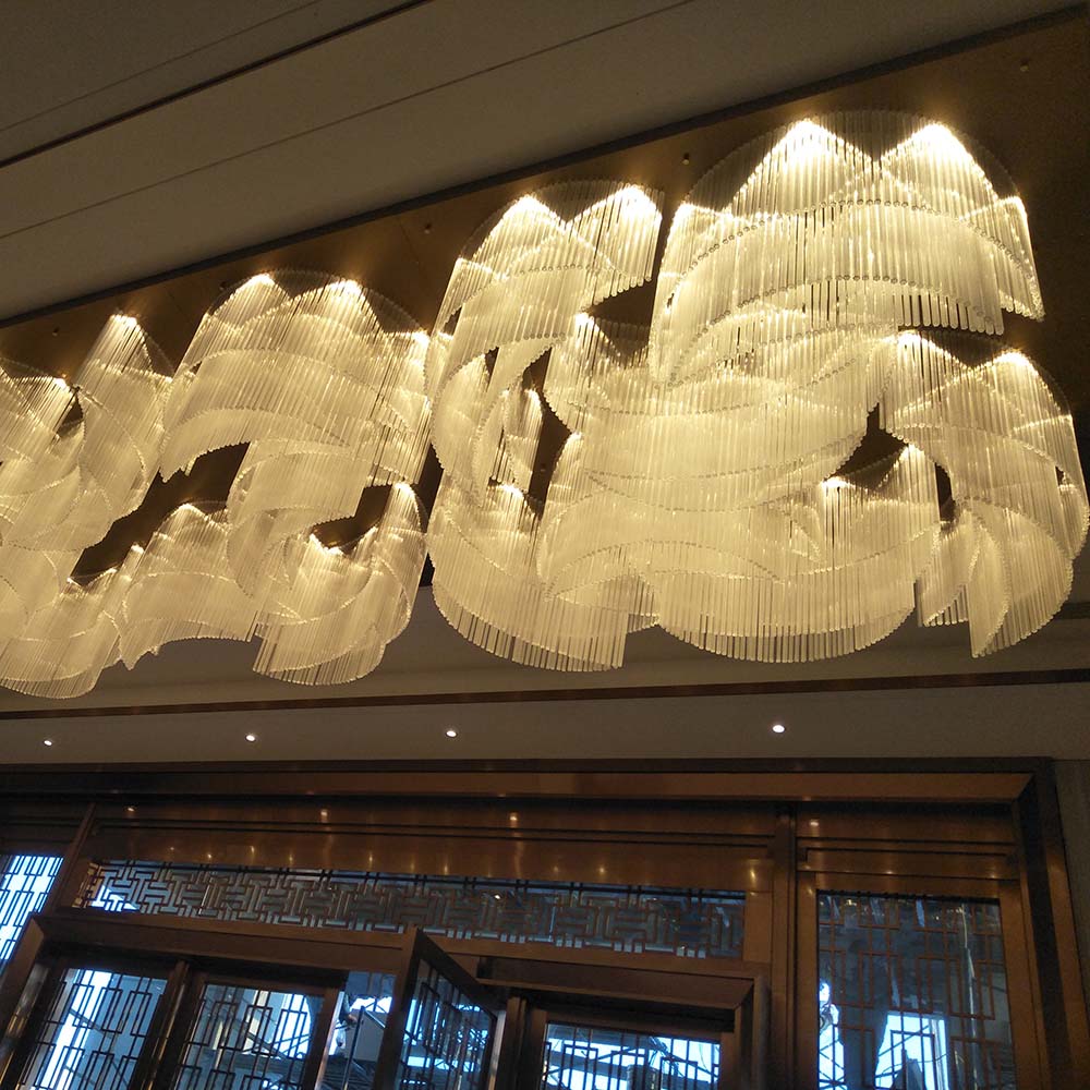 LED Project Glass Modern Ceiling Chandelier Lamp for Hotel Restaurant Home