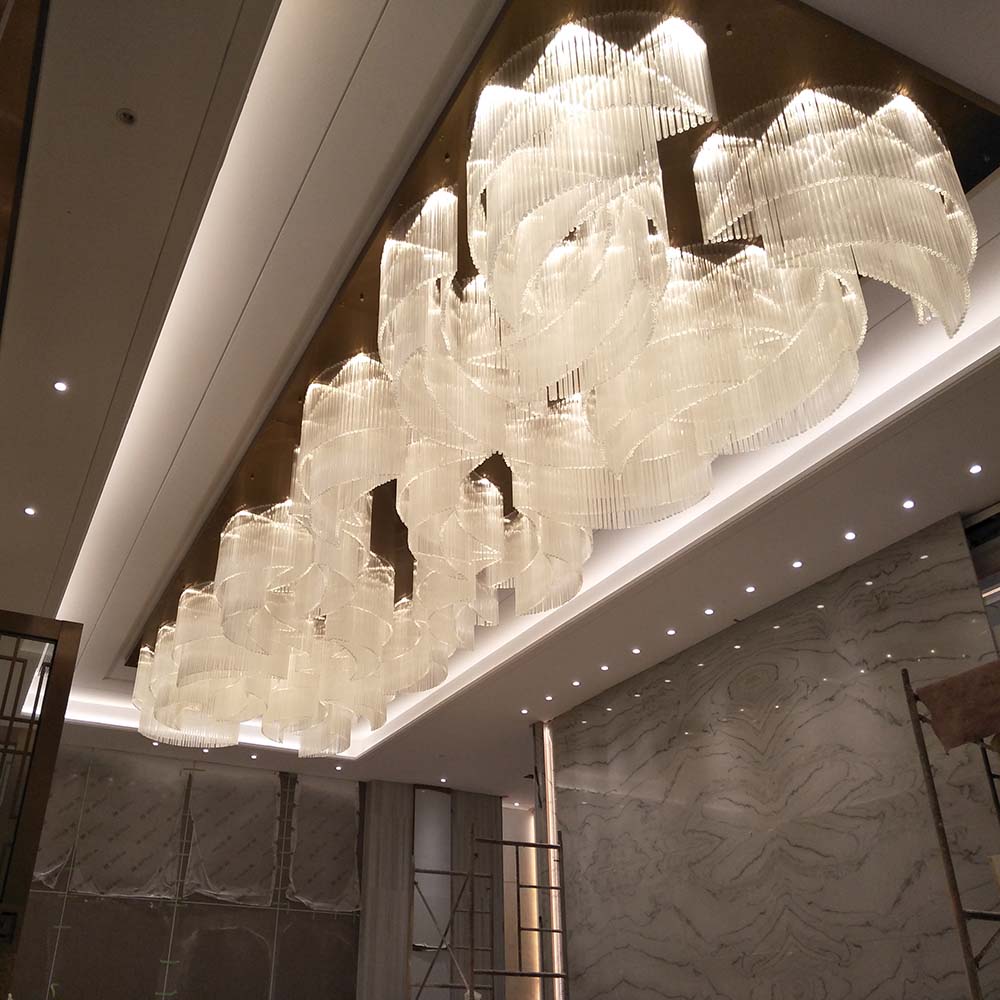 LED Project Glass Modern Ceiling Chandelier Lamp for Hotel Restaurant Home