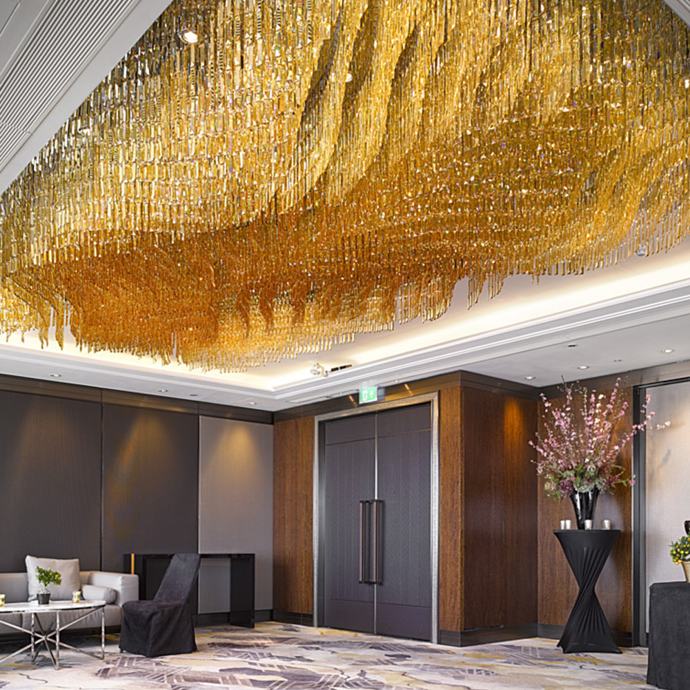 High Ceiling Glass Chandeliers Ceiling Luxury Modern Lamp Pendant for Dining Room