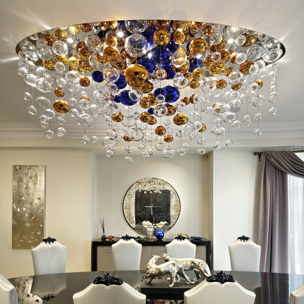 Modern Minimalism Glass Ball Pendant Lamp Living Room Stair Lamp Chandelier