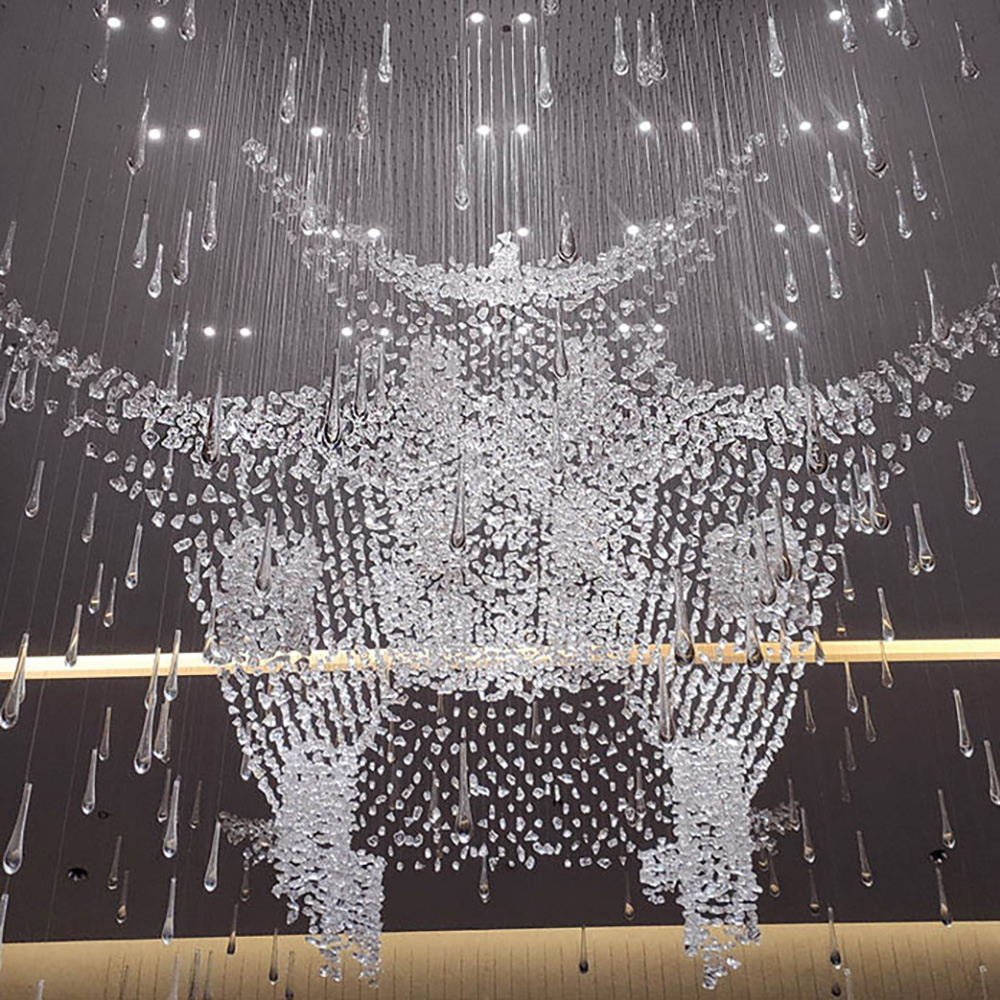 Palace Shaped Glass Drop Light Chandelier Light Luxury Modern for Living Room