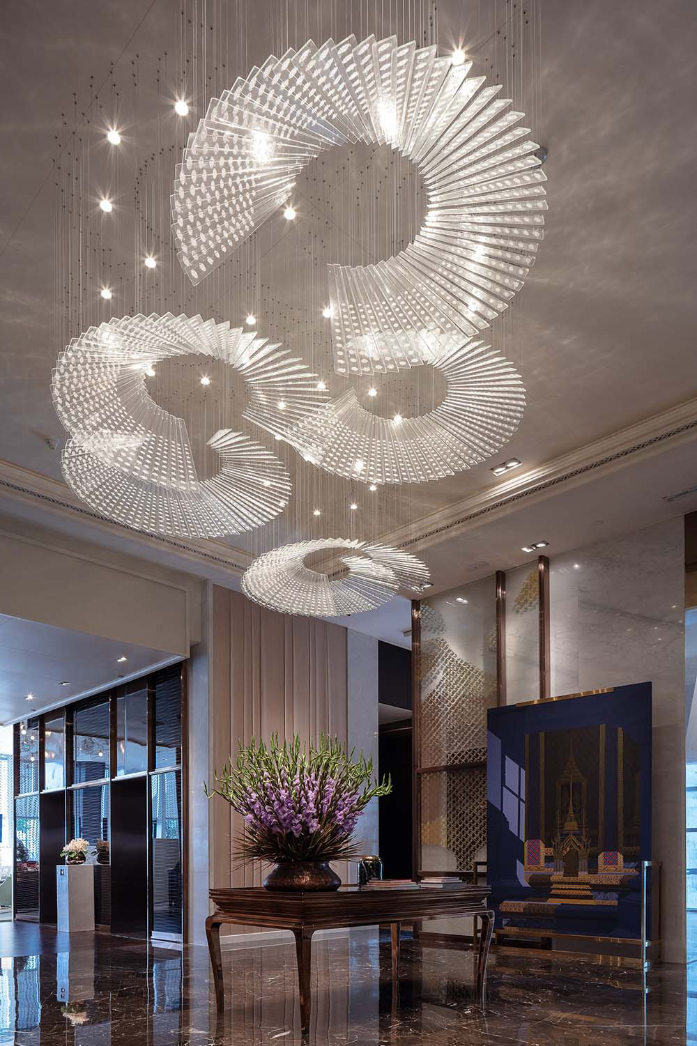 Murano Glass Hanging Lamp Hotel Lobby Custom Pendant Lights Restaurant Banquet Hotel Club Hall Petal Art Chandelier