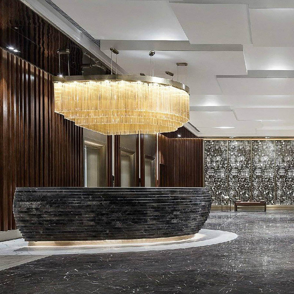 Luxury Hotel Lobby Custom Large Project Modern Glass LED Chandelier Ceiling Light