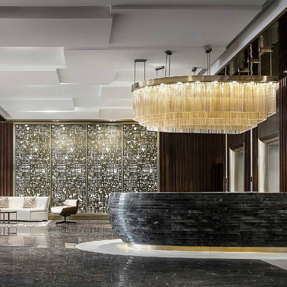 Luxury Hotel Lobby Custom Large Project Modern Glass LED Chandelier Ceiling Light