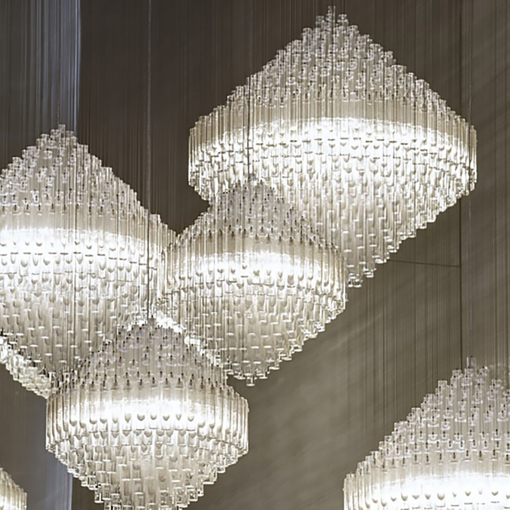 Glass Customized Large Hotel Luxury Hanging Lighting LED Pendant Lights Lobby Coffee Hand Blown Glass Chandelier