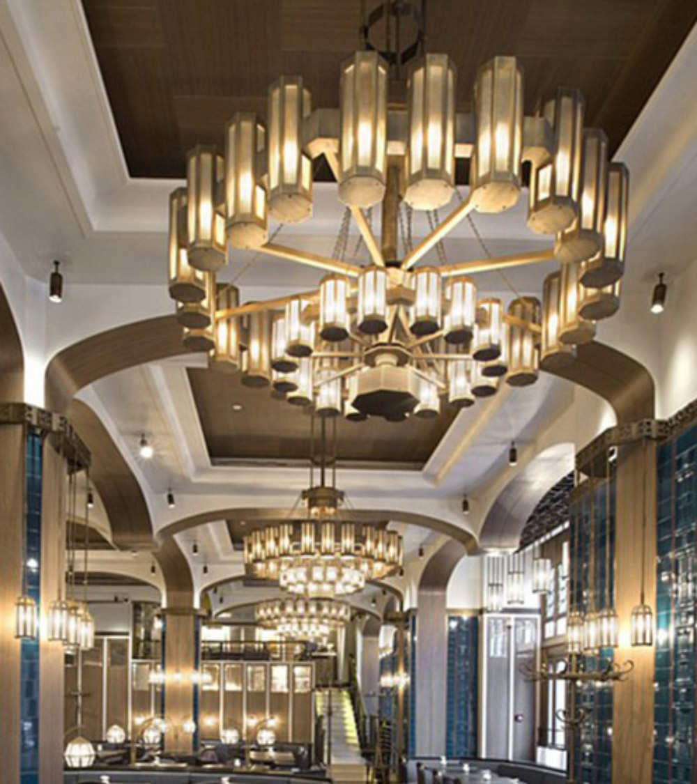Modern Minimalist Apartment Metal Lamps Atmospheric Living Room Home Fabric Chandelier Lighting