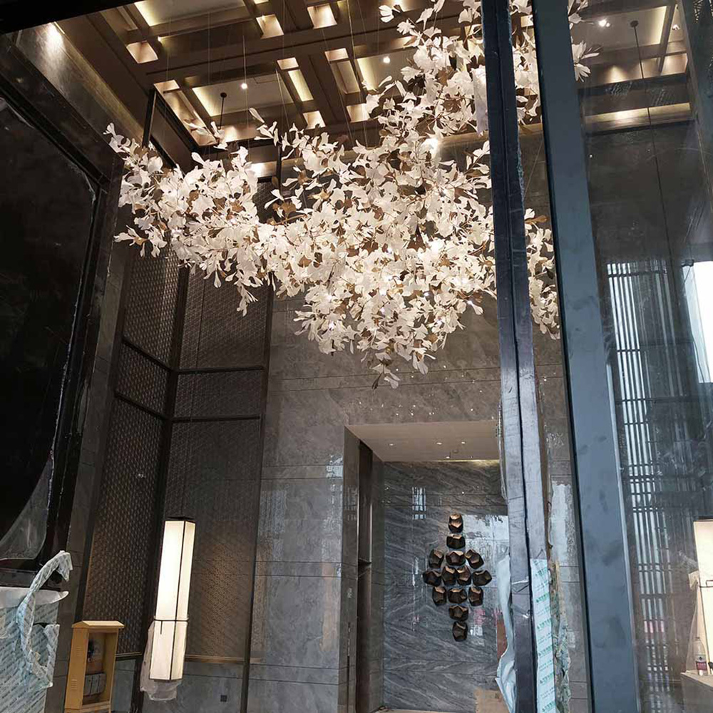 Large Ginkgo Leaf Chandelier Pendant Lamp for Houses