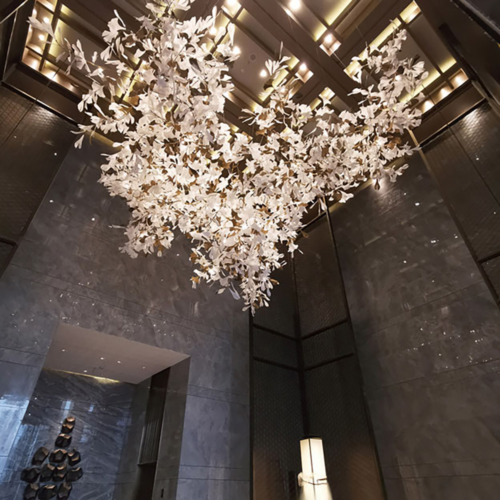 Large Ginkgo Leaf Chandelier Pendant Lamp for Houses