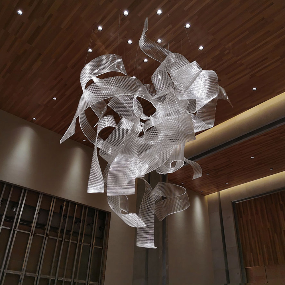 Ribbon Large Hotel Big Ceiling Chandelier Customized Chandeliers and Hanging Lamps Modern
