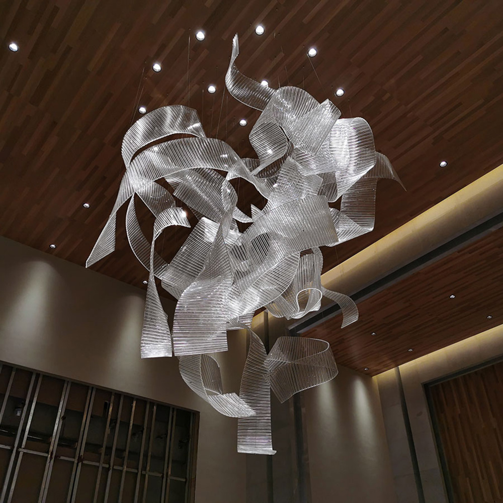 Ribbon Large Hotel Big Ceiling Chandelier Customized Chandeliers and Hanging Lamps Modern