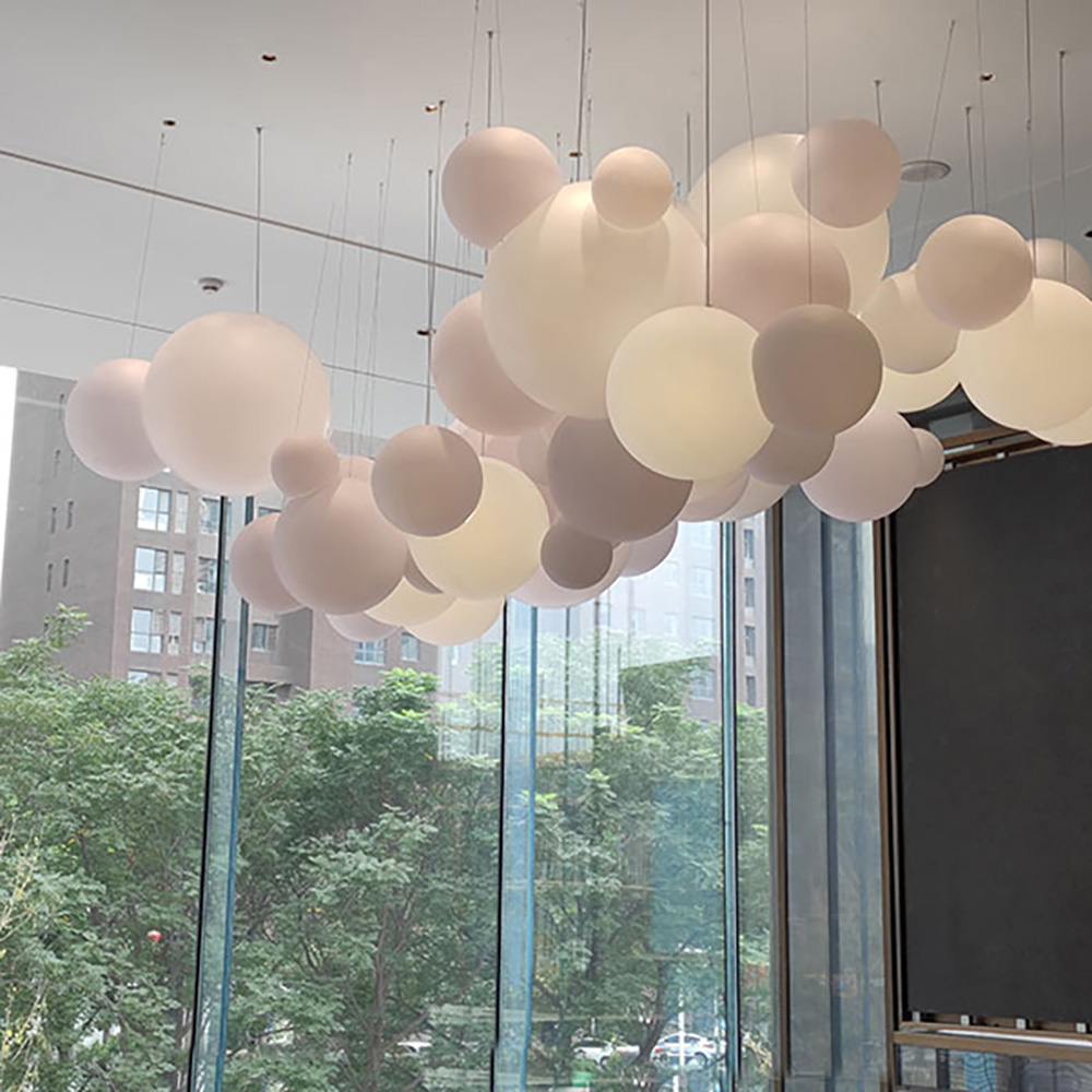 White Dimmable LED Round Ball Chandelier Dining Room