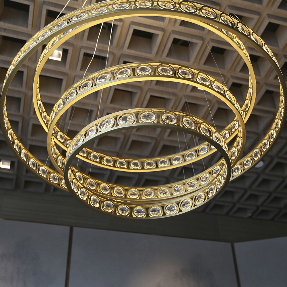 Brass Chandelier Modern Round Crystal Ball Pendant Lighting for Home Hotel