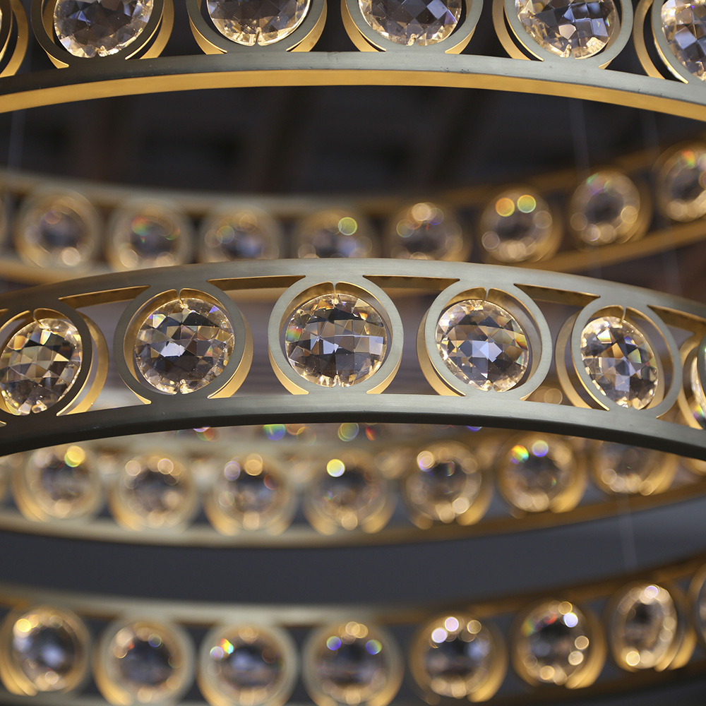 Brass Chandelier Modern Round Crystal Ball Pendant Lighting for Home Hotel