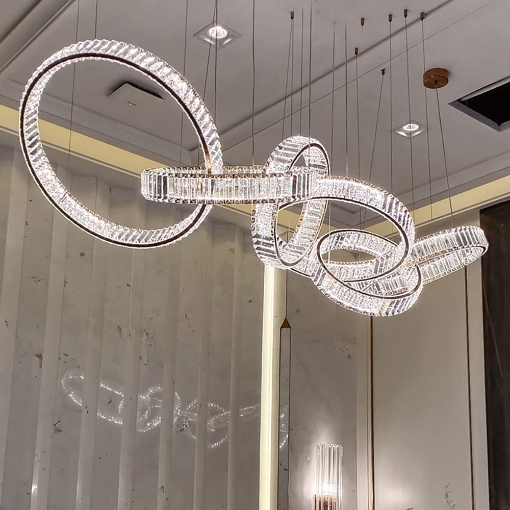 Customized Chandelier Modern Glass Ceiling Lamp Circle Pendant for Hotel Lobby