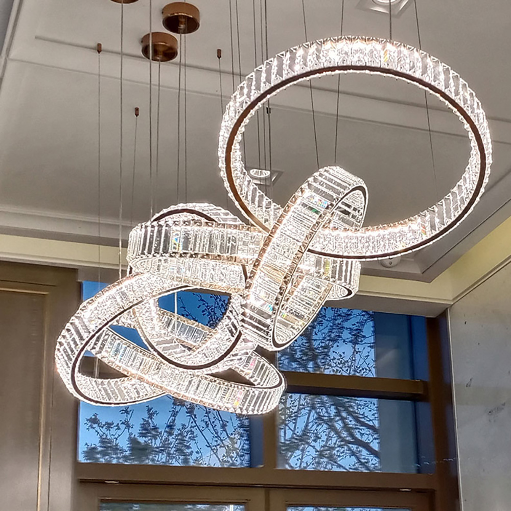 Customized Chandelier Modern Glass Ceiling Lamp Circle Pendant for Hotel Lobby