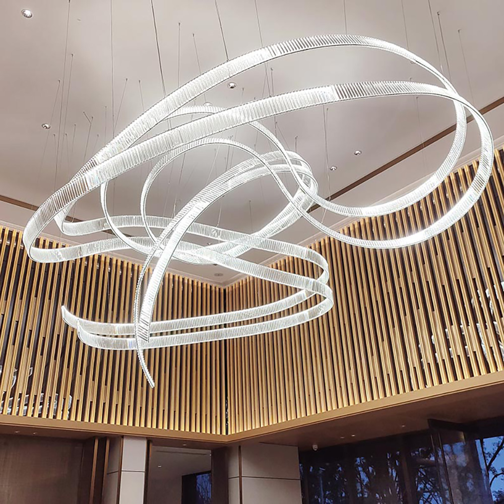 Decorative Custom Hotel Project Glass Chandelier Lighting for Wedding Lobby Restaurant