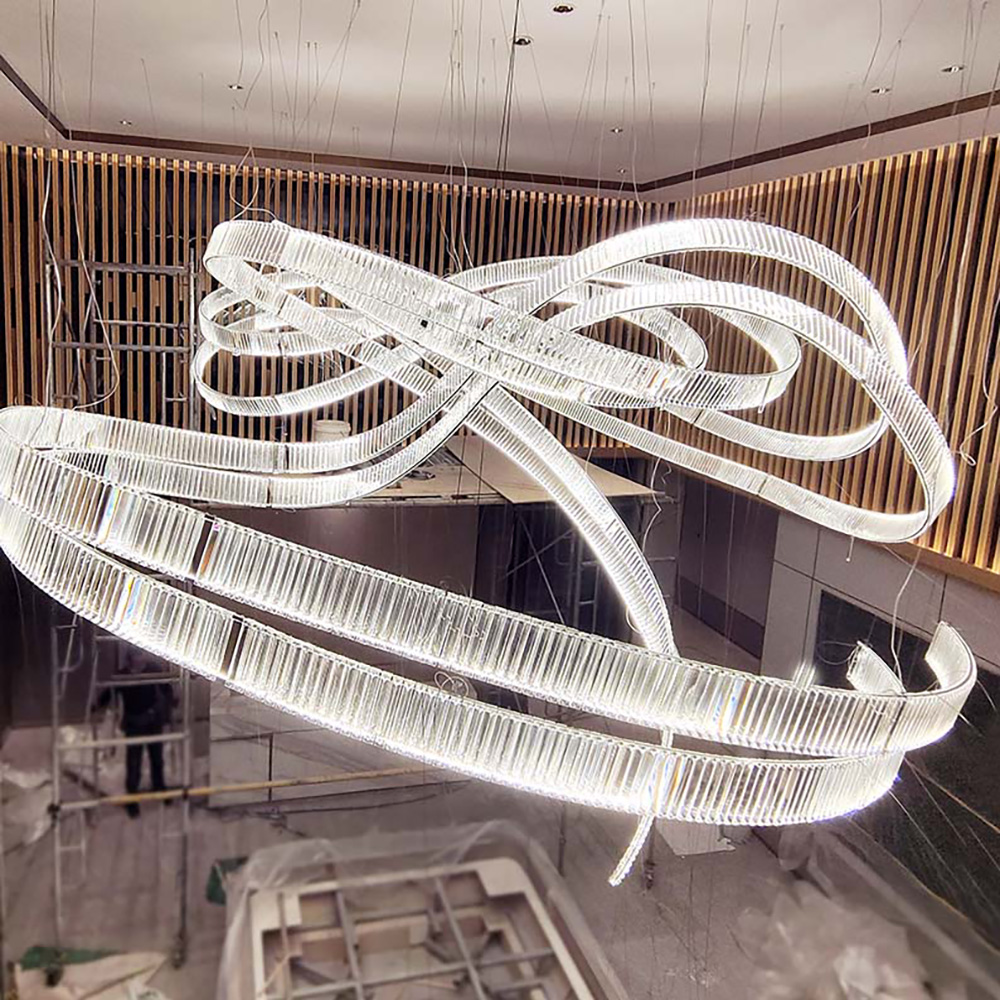 Decorative Custom Hotel Project Glass Chandelier Lighting for Wedding Lobby Restaurant