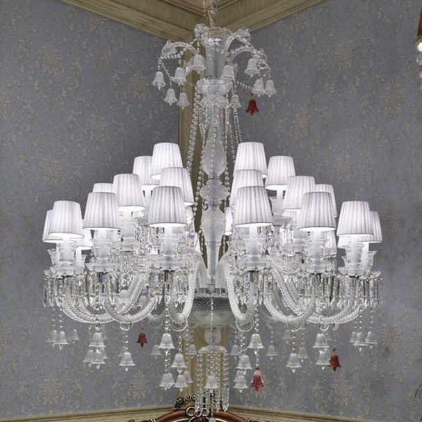 Luxury LED Crystal and Fabric Chandelier for Living Room Modern Home Decor Lobby Large Chandelie