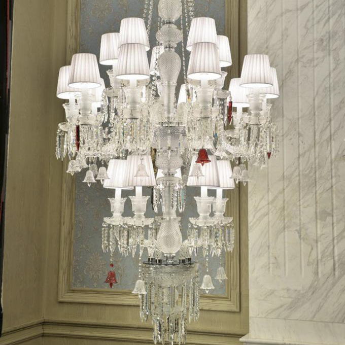 Luxury LED Crystal and Fabric Chandelier for Living Room Modern Home Decor Lobby Large Chandelie