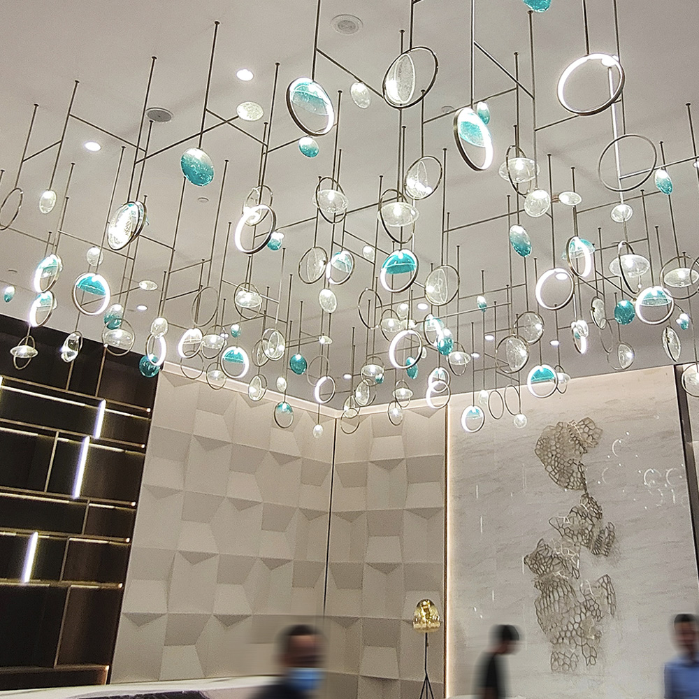 Acrylic Metal Customized Large Living Room Luxury Hanging Ceiling Chandelier