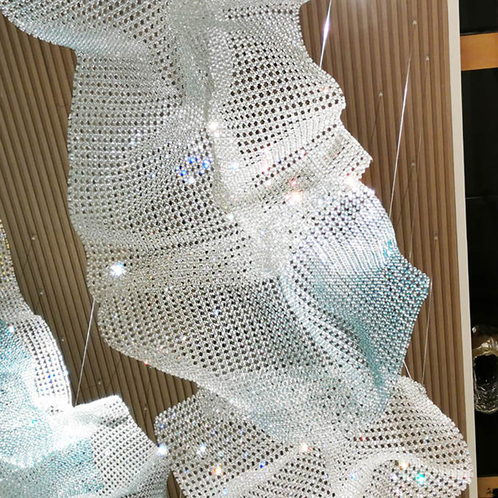 Custom Hotel Large Engineering Light Art Crystal Light Hall Lamp Chandelier Suspension Lighting