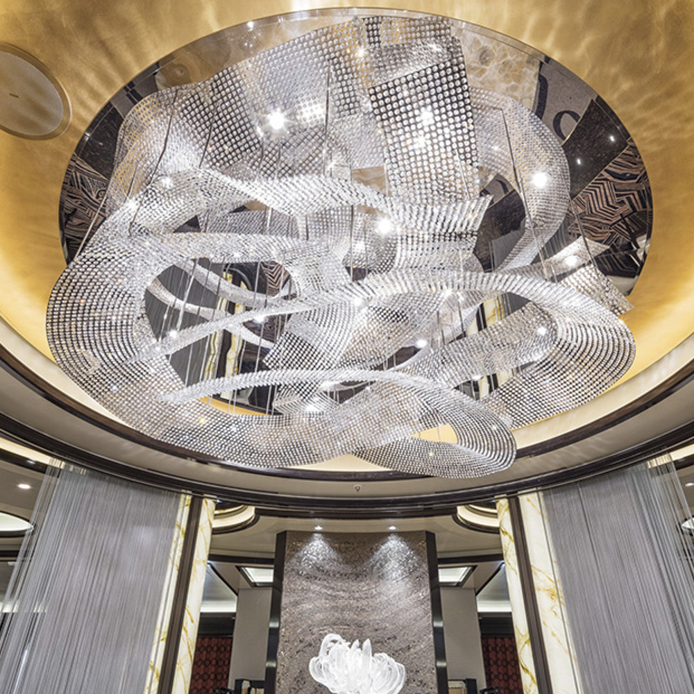 Luxury Hotel Crystal Ceiling Chandelier Lobby Pendant Hanging Lighting Dining Room-2-