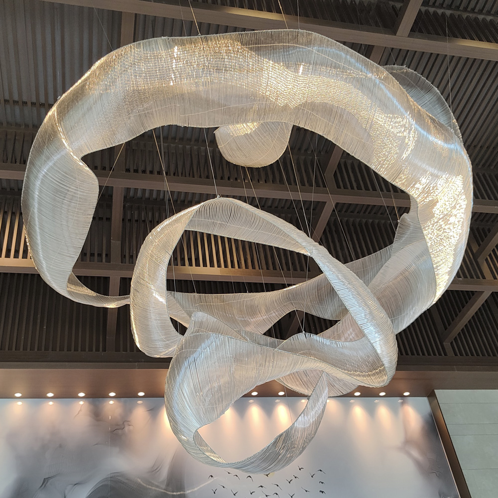 Decorative Modern Streamer Chandelier Pendant Lamp Lighting Glass for Hotel Lobby Ballroom