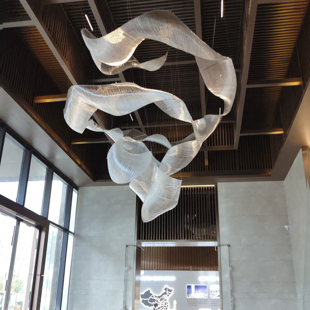 Decorative Modern Streamer Chandelier Pendant Lamp Lighting Glass for Hotel Lobby Ballroom