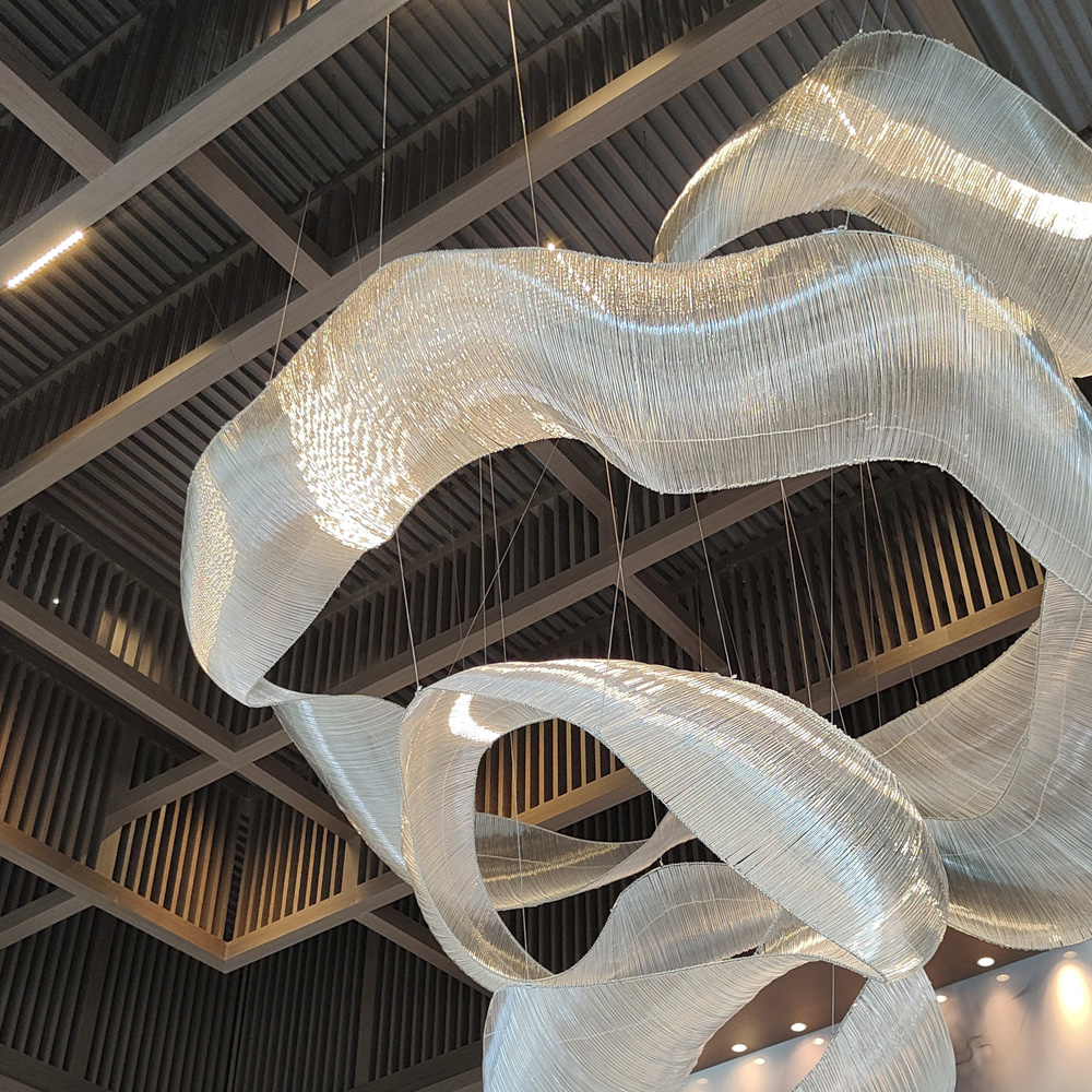 Decorative Modern Streamer Chandelier Pendant Lamp Lighting Glass for Hotel Lobby Ballroom