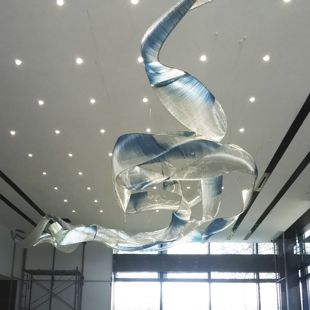 Long Gradient Color Streamer Chandeliers Glass Large Hanging Lamps Modern Luxury for Hotel Lobby