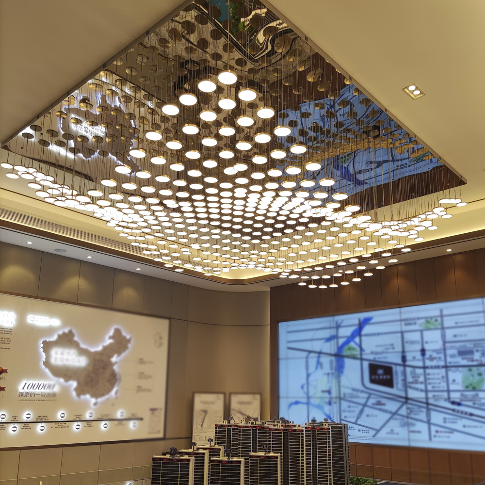 Luxury Ceiling Chandelier Metal Hanging Lighting Home Decor Acrylic Big Pendant for Hotel