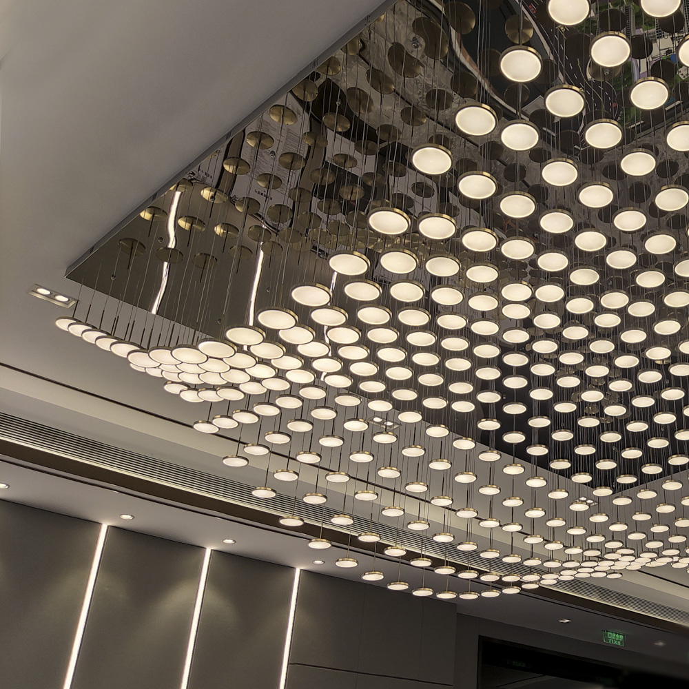 Luxury Ceiling Chandelier Metal Hanging Lighting Home Decor Acrylic Big Pendant for Hotel