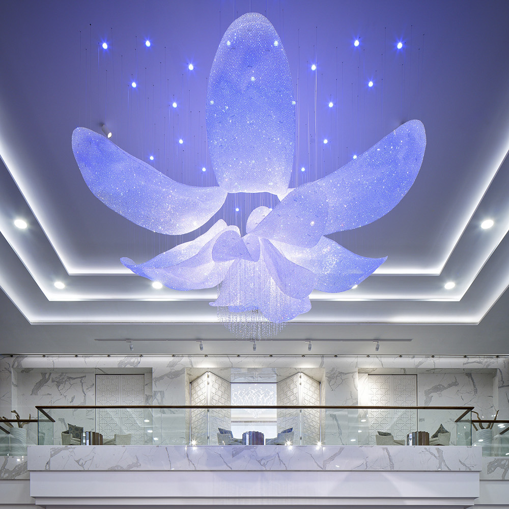 Crystal Indoor Decorative LED Blue Pendant Lighting Living Room Chandelier Pendant Lamp