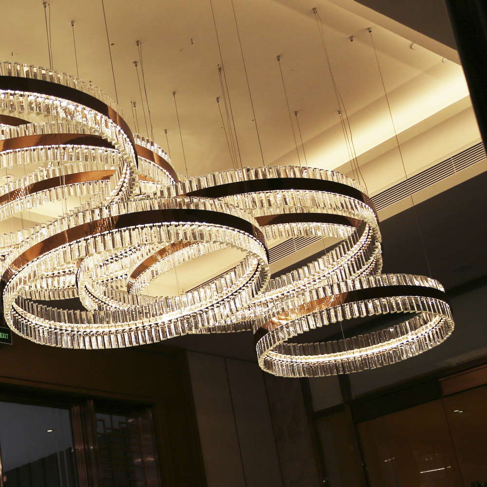 Crsytal Modern Chandeliers Custom New Design Luxury Large Pendant Light for Hotel