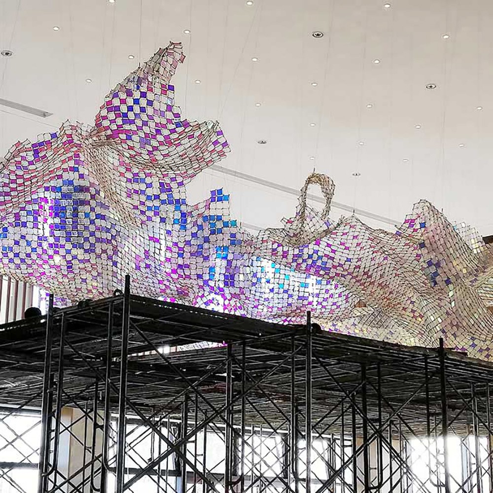 Modern Decorative Hanging Luxury Acrylic Colorful LED Chandelier Lamp for Exhibition Hall