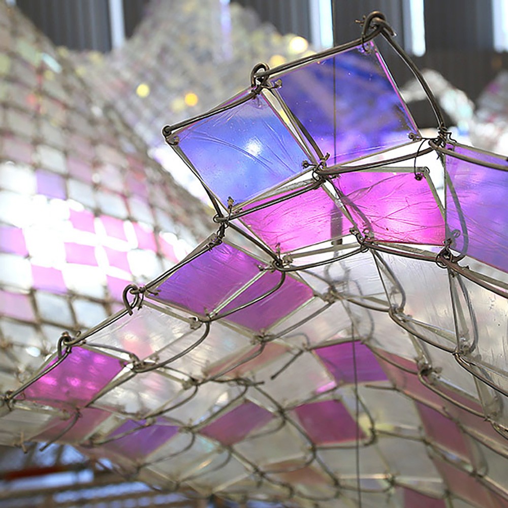 Modern Decorative Hanging Luxury Acrylic Colorful LED Chandelier Lamp for Exhibition Hall