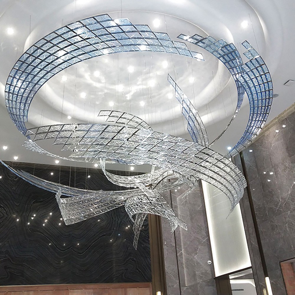 Indoor Decoration Hotel Villa Staircase Modern Murano Glass Luxury LED Ceiling Chandelier