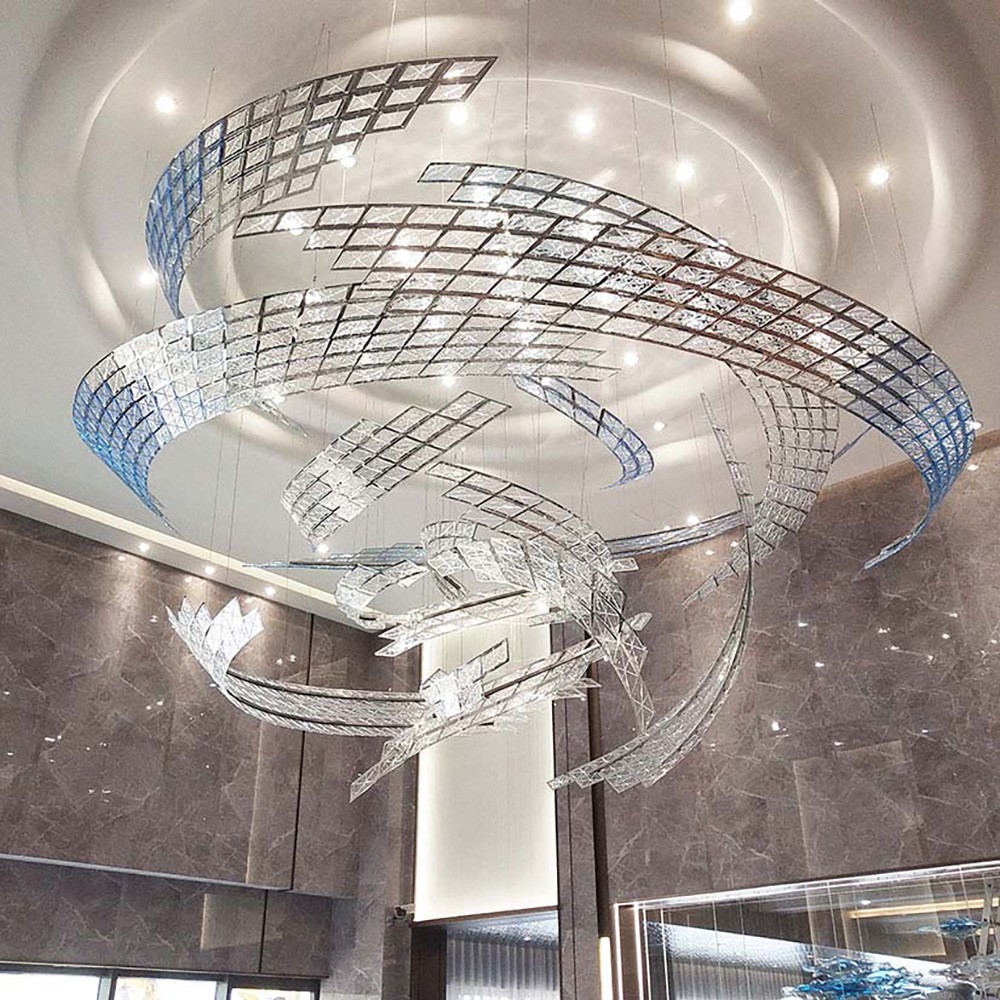 Indoor Decoration Hotel Villa Staircase Modern Murano Glass Luxury LED Ceiling Chandelier