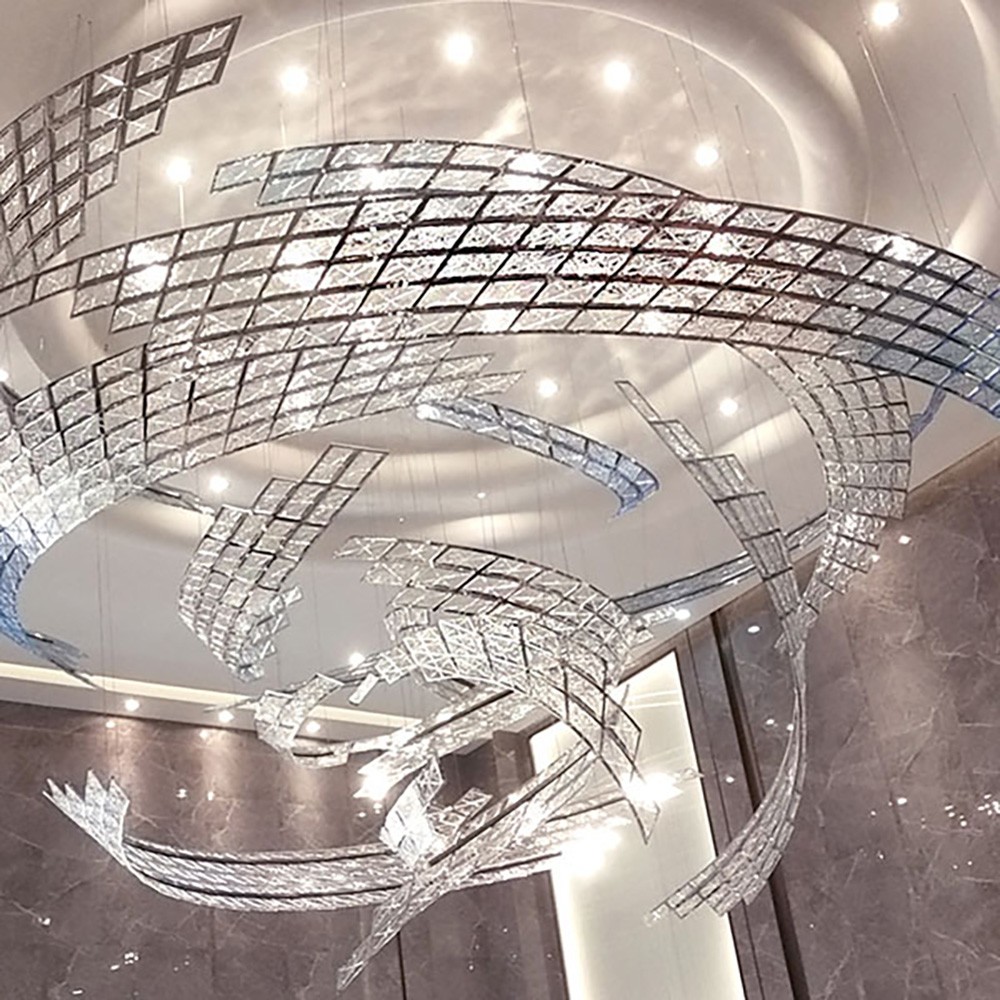 Indoor Decoration Hotel Villa Staircase Modern Murano Glass Luxury LED Ceiling Chandelier